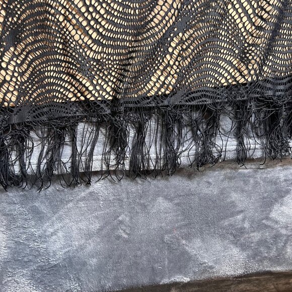 Emma & Michele Black Lace Overlay Dress With Fringe Hem  Size 18/20 1920's Style - Picture 8 of 8